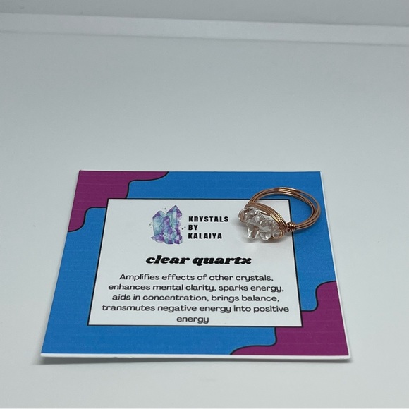 Rose Gold Clear Quartz Reiki Infused Fidget Ring Krystals By Kalaiya Handmade - Picture 4 of 7